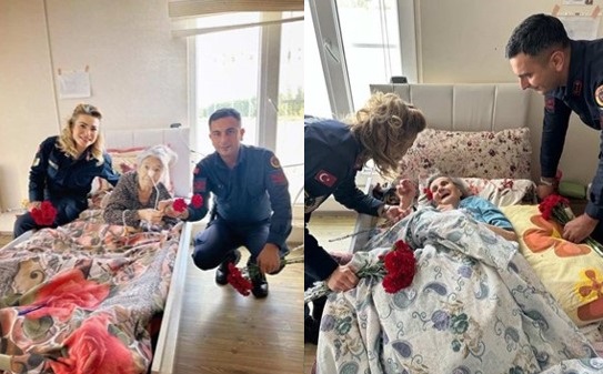 Huzurevi sakinleri jandarmanın ziyaretiyle moral buldu