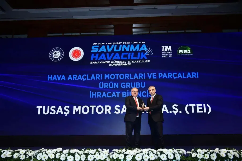 TEI’ye Hava Araçları Motorları ve Parçaları Ürün Grubu İhracat ödülü