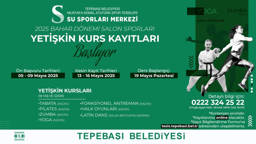 Tepebaşı’nda bahar dönemi salon sporları kurslarına kayıtlar başlıyor