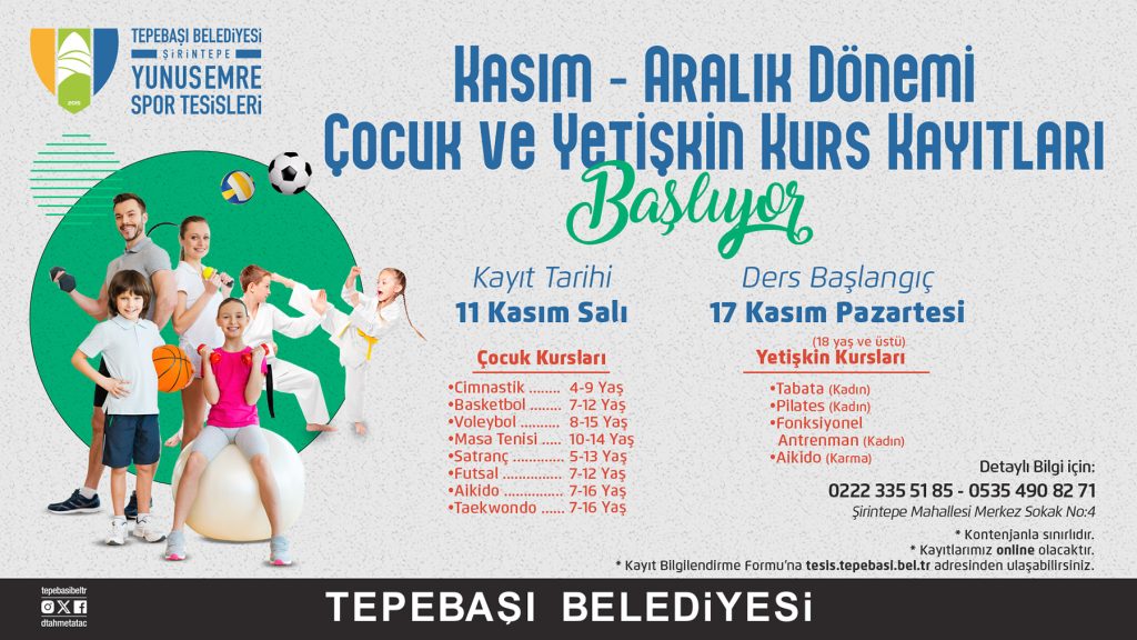 Tepebaşı duyurdu! Kasım-Aralık kayıtları başlıyor